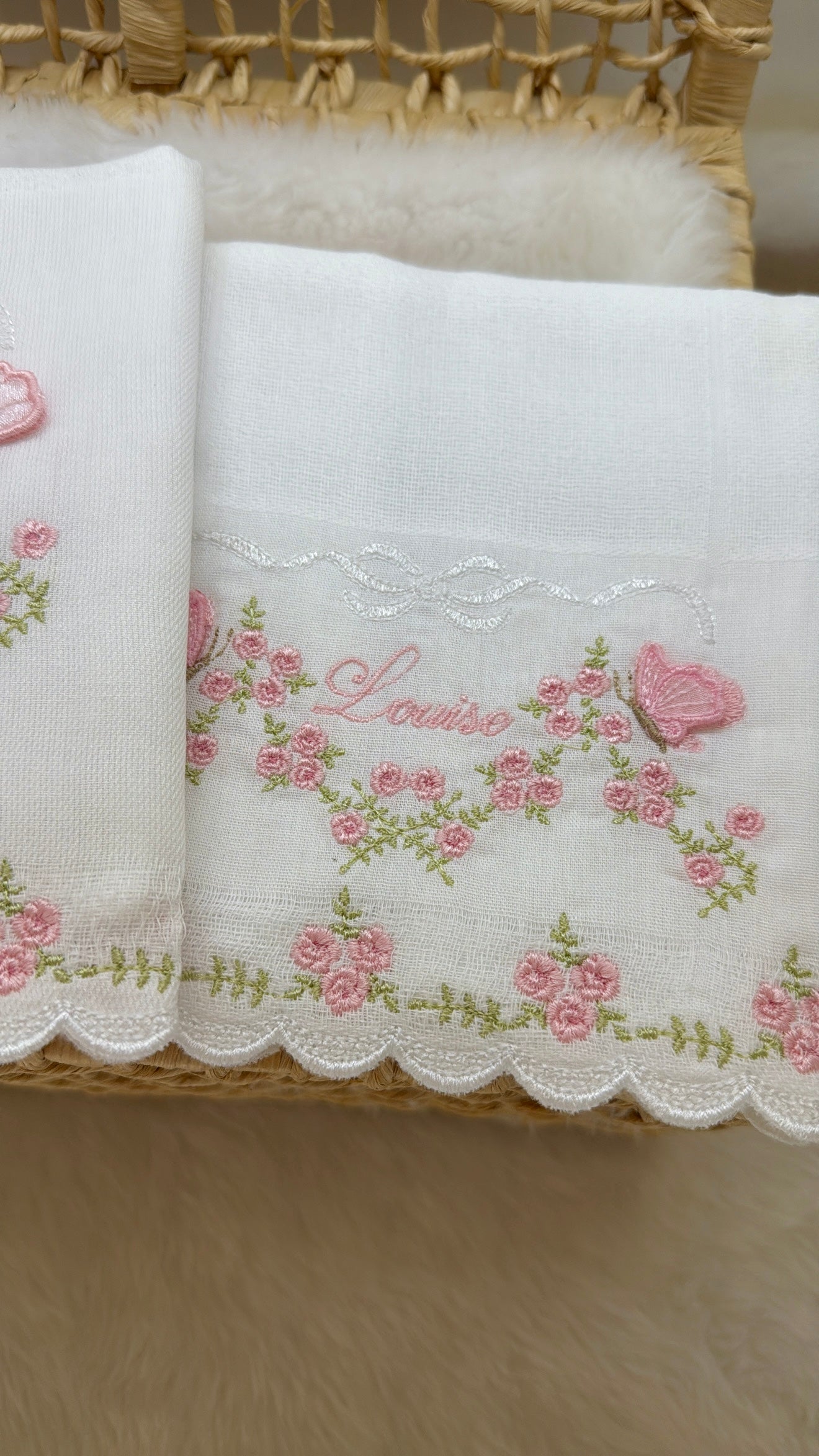 Kit 3 Fraldas Bordadas Fiore di Farfalla