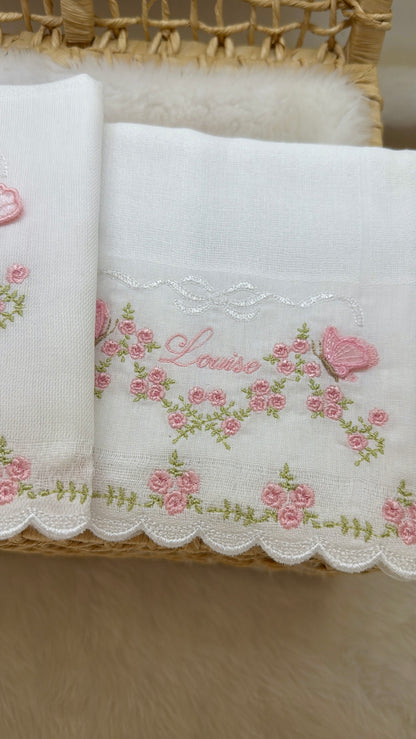 Kit 3 Fraldas Bordadas Fiore di Farfalla