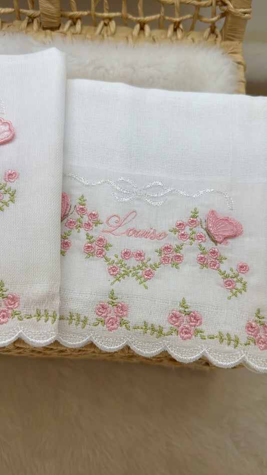 Kit 3 Fraldas Bordadas Fiore di Farfalla