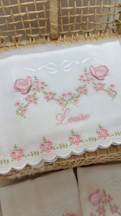 Kit 3 Fraldas Bordadas Fiore di Farfalla