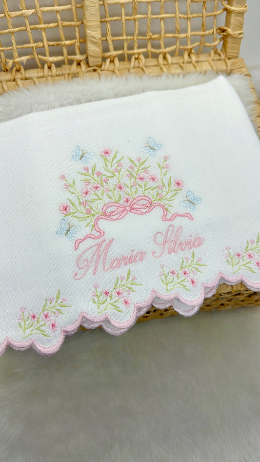 Kit 3 Fraldas Bordadas Jardim de Versailles