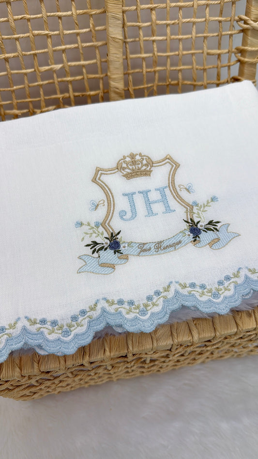 Kit 3 Fraldas Bordadas Brasão Real