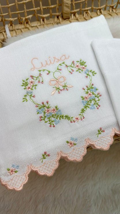 Kit 3 Fraldas Bordadas Fleur de Versailles
