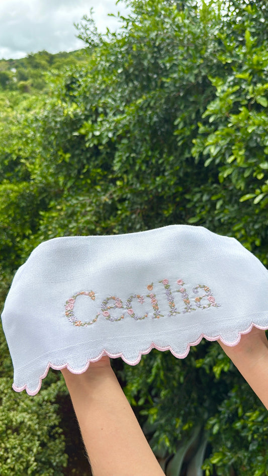 Kit 3 Fraldas Bordadas Monograma Fleur
