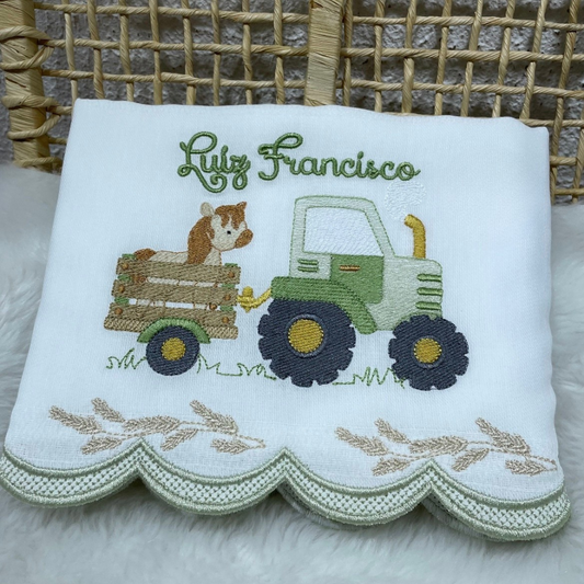 Toalha Fralda Trator da Fazendinha