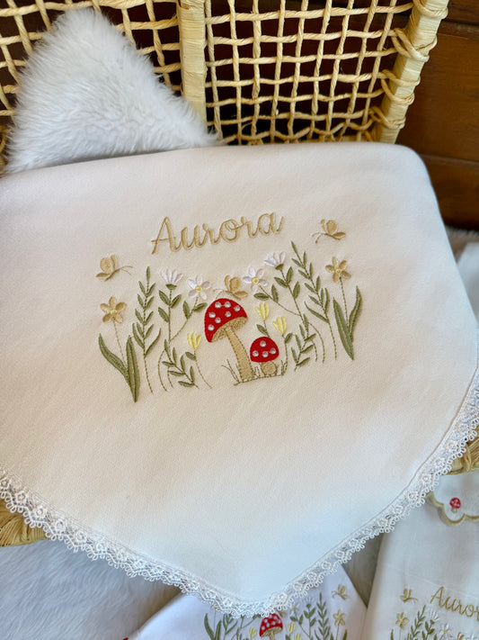 Manta Cueiro Jardim de Cogumelos