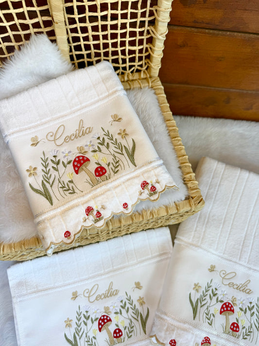 Kit de Toalhas Jardim de Cogumelo